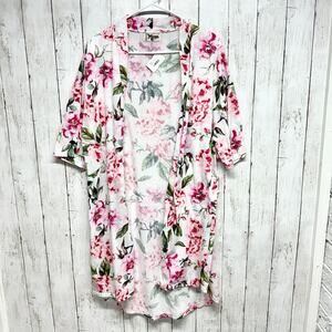 Show Me Your Mumu Robe Women Size OS Mini Floral White Short Sleeve Boho